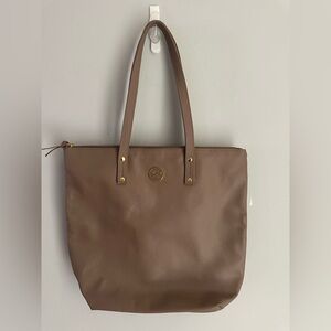 Joy Mangano Leather Tote Bag Light Brown
